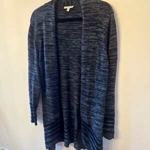 EILEEN FISHER OPEN FRONT LIGHTWEIGHT ORGANIC COTTON CARDIGAN SIZE M GREY/BLACK